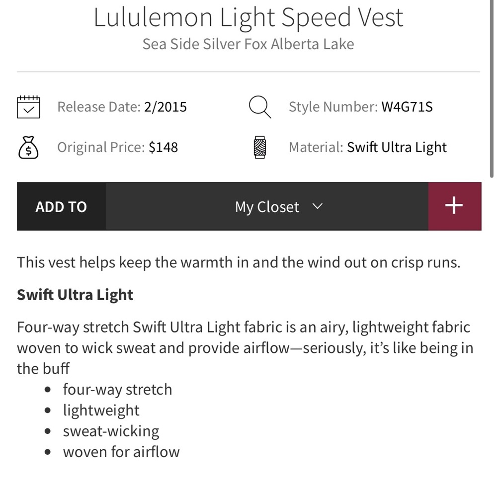 NWT Lululemon Light Speed ultralight vest blue/light gray size 8 - Picture 15 of 15